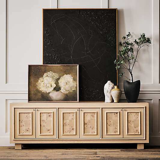 Cotswold 85" Natural Oak and Burl Storage Media Console