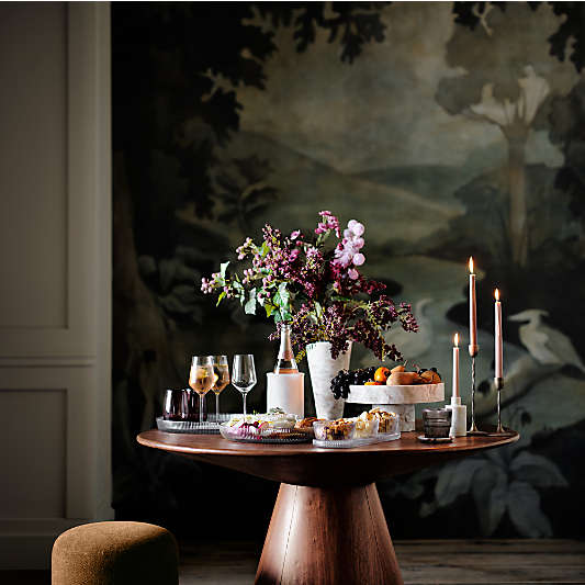 Palisades 48" Walnut Wood Round Pedestal Dining Table