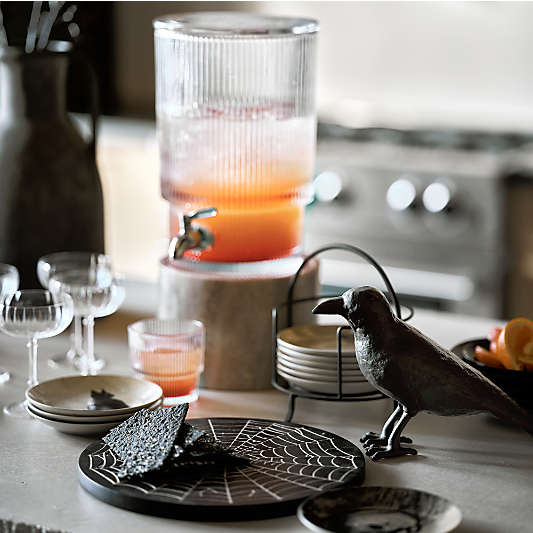 Atwell 1.7-Gallon Ribbed Glass Drink Dispenser with Tuscan Kitchen Marble Stand Set