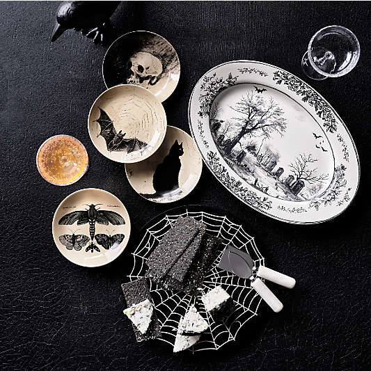 Nightfall Halloween 6" Appetizer Plates with Stand, Set of 10
