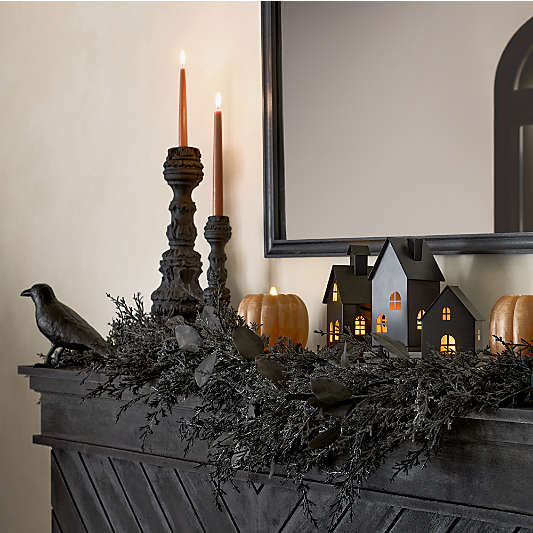 Faux Spooky Black Botanical Garland 6'