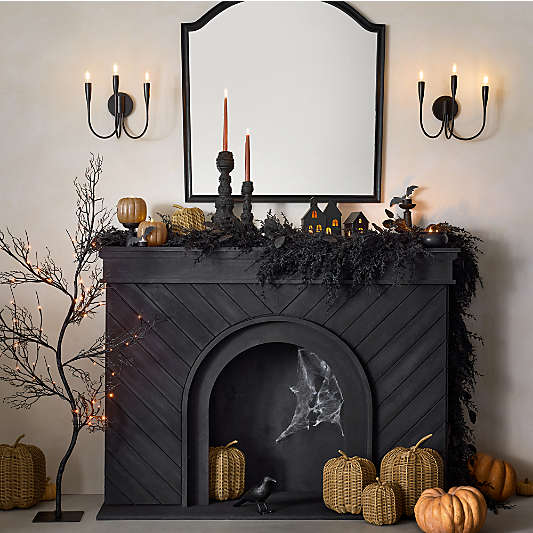 Faux Spooky Black Botanical Garland 6'