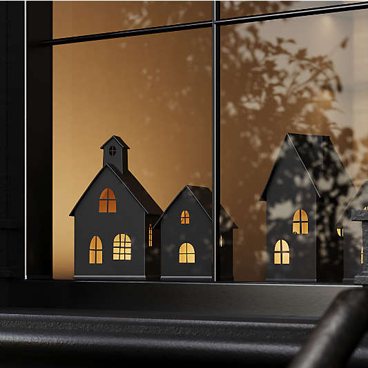 Large Black Haunted House with LED Lights