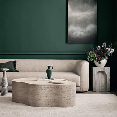 Fleur Faux Travertine Resin 52" Coffee Table