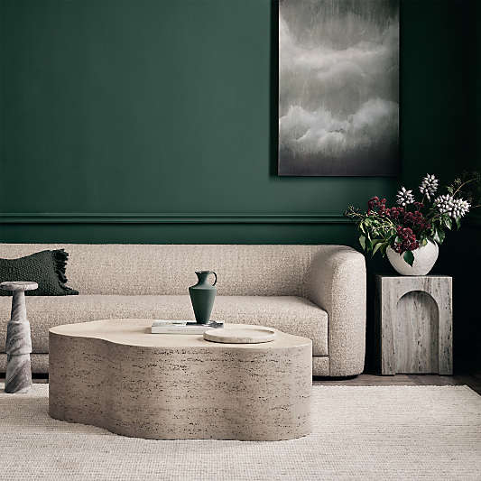 Fleur Faux Travertine Resin 52" Coffee Table