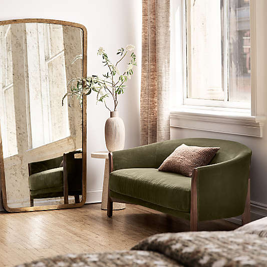 Harrington Brass Patina Metal Floor Mirror 75"x40"