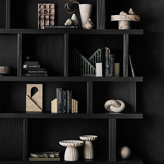 Shelter 72" Wide Charcoal Wood Open Room Divider Bookcase with Shelves