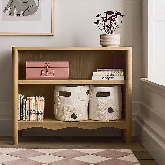 Waveland Natural Oak Wood 2-Shelf Kids Bookcase