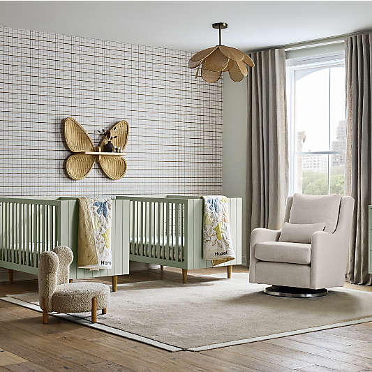 Corner Cutout Beige Kids Performance Area Rug