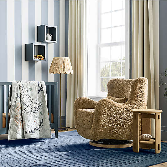 Geo Carved Slate Blue Kids Performance Area Rug