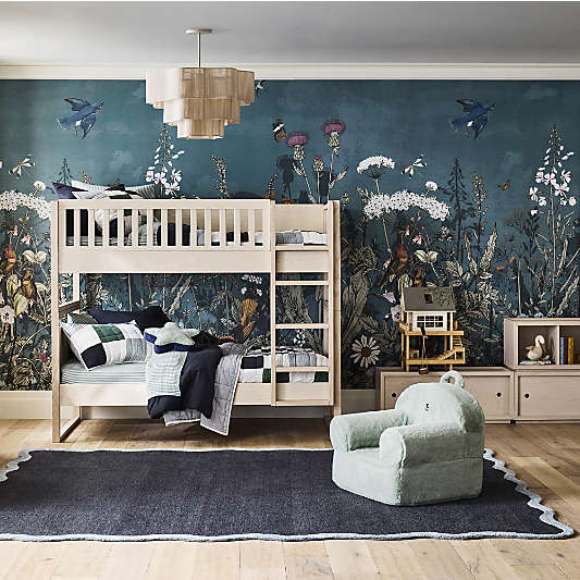 Wavy Border Midnight Navy Blue Kids Performance Area 12"x18" Rug Swatch