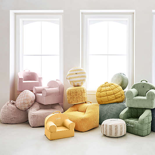 Large Lilac Mauve Organic Cotton Kids Lounge Barrel Chair