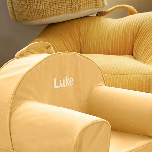 Small Savannah Yellow Organic Cotton Kids Lounge Nod Chair