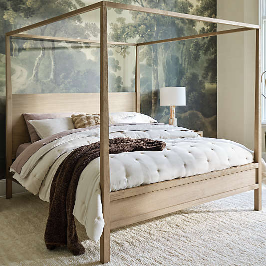 Keane Weathered Natural Wood Canopy Bed