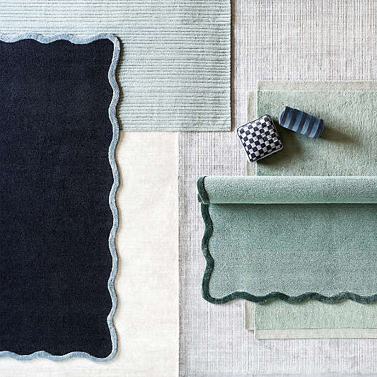 Paloma Textured Stripe Pine Green Kids Wool Area 12"x18" Rug Swatch