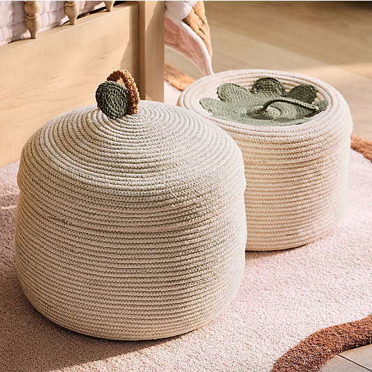 Apple and Strawberry Cotton Rope Fruit Bin Set