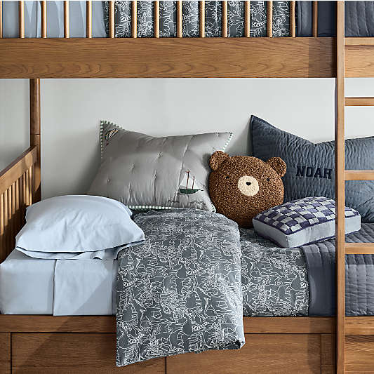 Supersoft Deep Indigo Striped Organic Cotton Gauze Kids Sheet Set