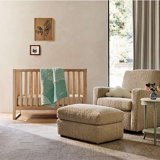 Gemini Sunwashed Ash Wood Convertible Baby Crib with Toddler Bed Rail