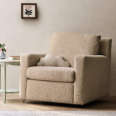 Murray Beige Sherpa Nursery Swivel Glider Chair
