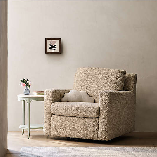 Murry Beige Sherpa Nursery Swivel Glider Chair