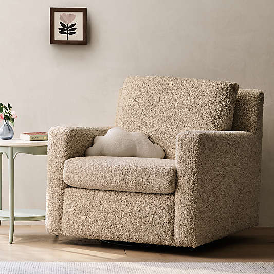 Murry Beige Sherpa Nursery Swivel Glider Chair