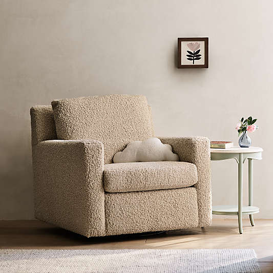 Murray Beige Sherpa Nursery Swivel Glider Chair