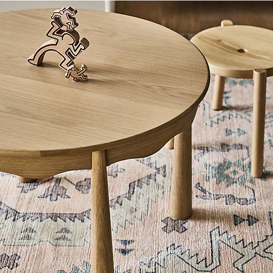 Waveland Natural Oak Wood Round Kids Play Table