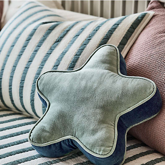 Harriet Verte Green Velvet Kids Star Shaped Throw Pillow