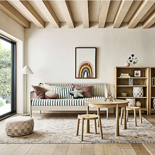 Teal Striped Waffle Weave Organic Cotton Kids Pillow Sham