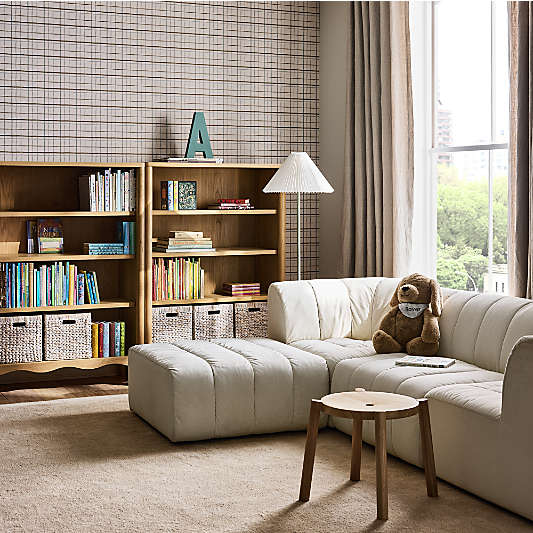 Waveland 38" Natural Oak Wood 4- Shelf Tall Kids Bookcase