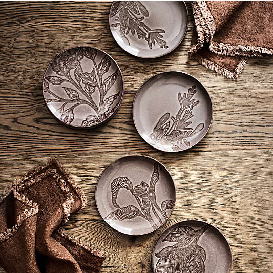 Chestnut Botanical Plates Appetizer Plates, Set of 4