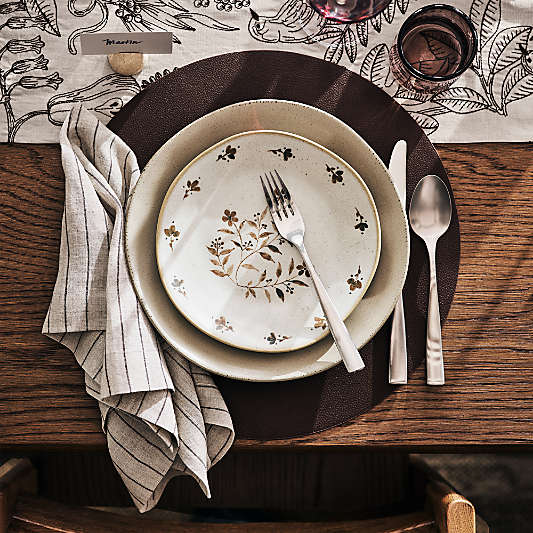 Rizzo Textured Easy Care Faux Leather Deep Brown Round Placemat