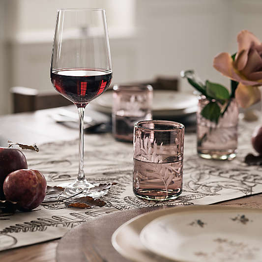Harvest Floral Pink 8-Oz. Etched Glass
