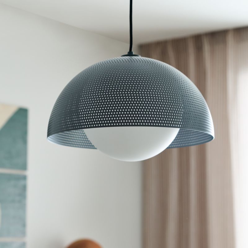 Arlo 16" Perforated Blue Kids Pendant Ceiling Light - image 2 of 9