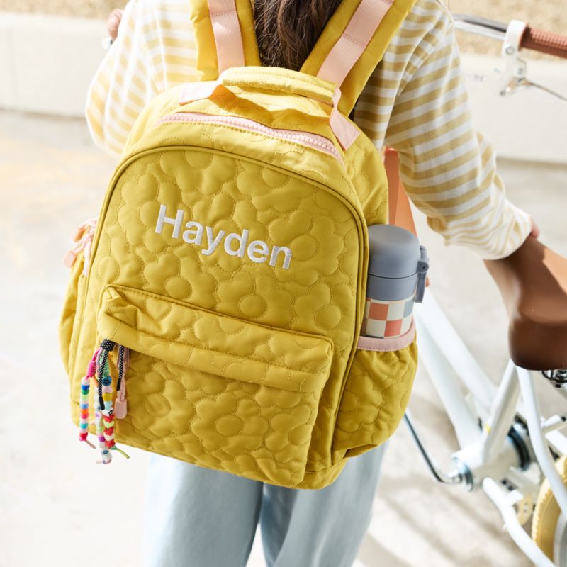 Quilted Yellow Flower Large Kids Backpack with Side Pockets - image 4 of 17