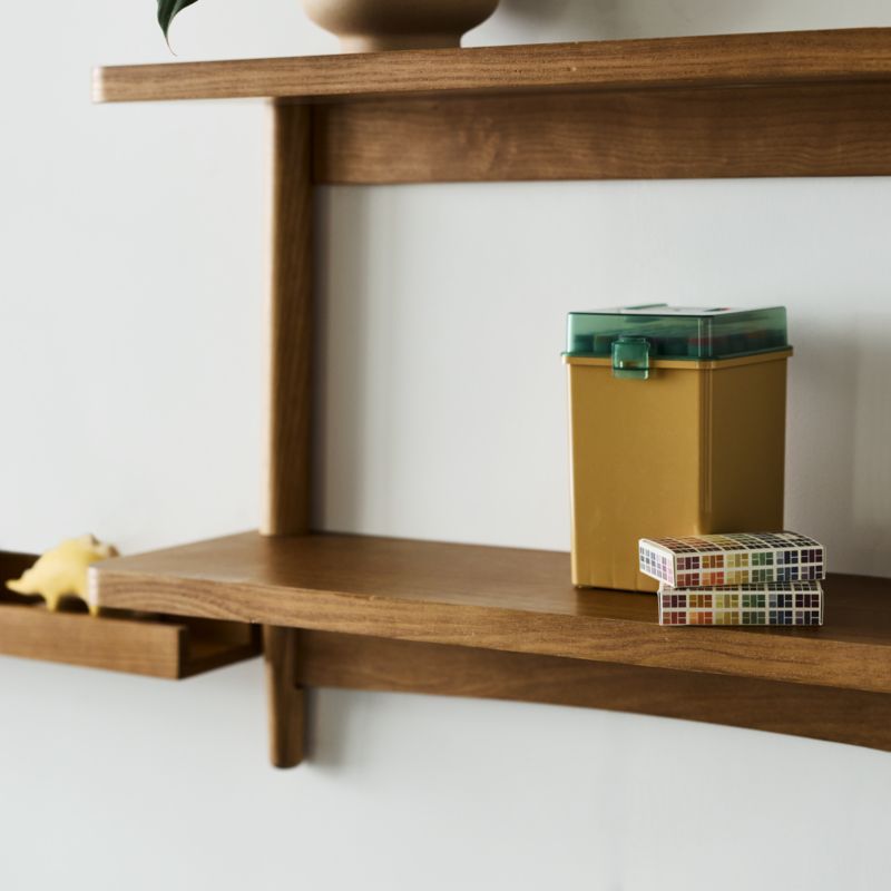 Hampshire 27" Natural Brown Wood 2-Tier Kids Wall Shelf - image 3 of 11