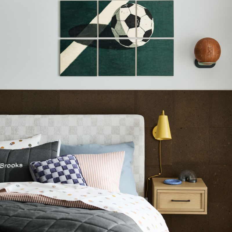 Oliver Cream and Grey Checkered Upholstered Kids Full Bed - image 9 of 14
