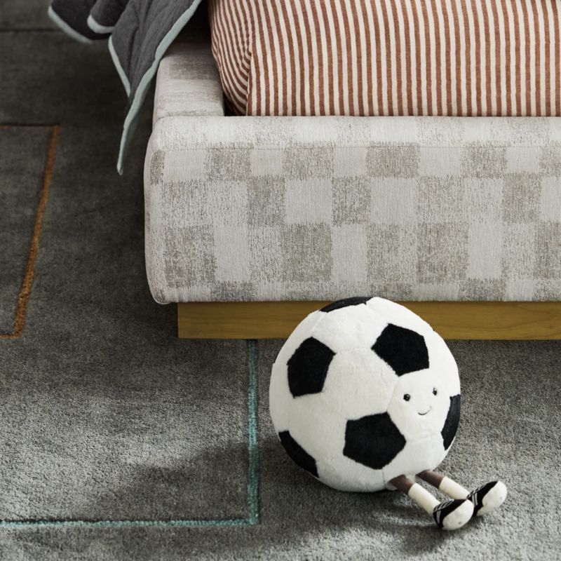 Oliver Cream and Grey Checkered Upholstered Kids Full Bed - image 10 of 14