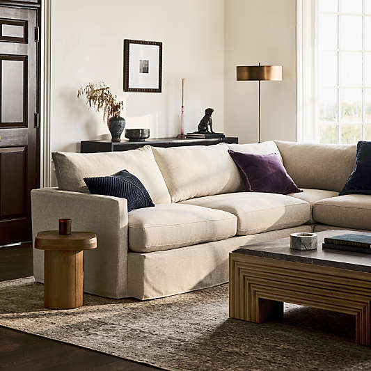 Lounge 3-Piece L-Shaped Slipcovered Sectional Sofa