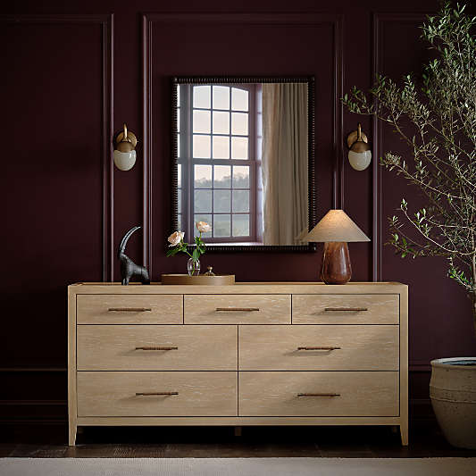 Clairemont 72" Natural Oak Wood 7-Drawer Dresser