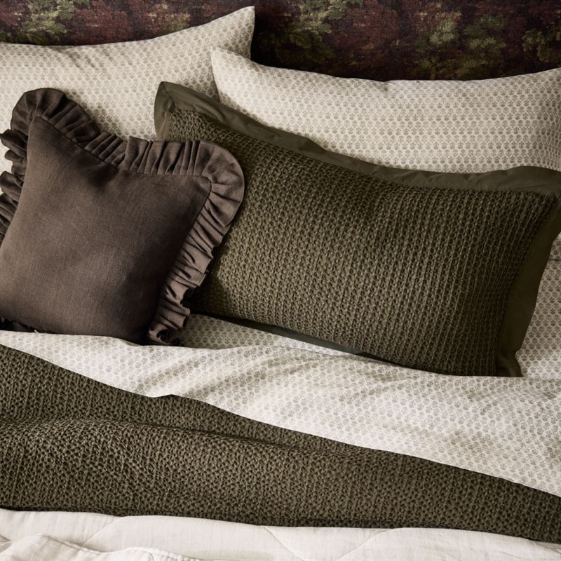 Organic Cotton Waffle Ficus Green King Duvet Cover - image 6 of 7