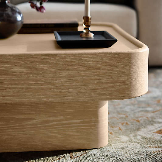 Stratton Natural Oak Wood 42" Square Coffee Table