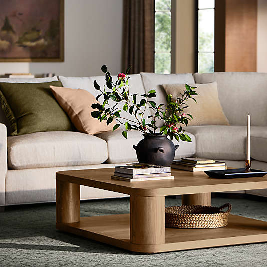 Oakhurst Brown Oak Wood 46" Square Coffee Table