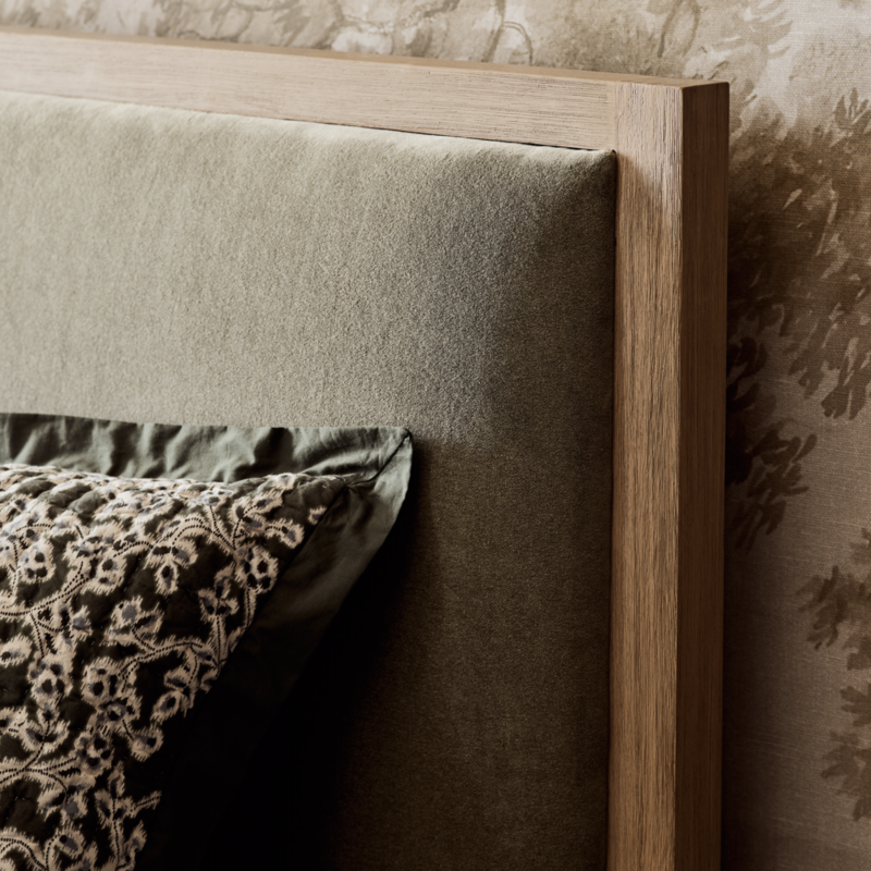 Keane Weathered Natural Wood Upholstered King Bed - image 5 of 10