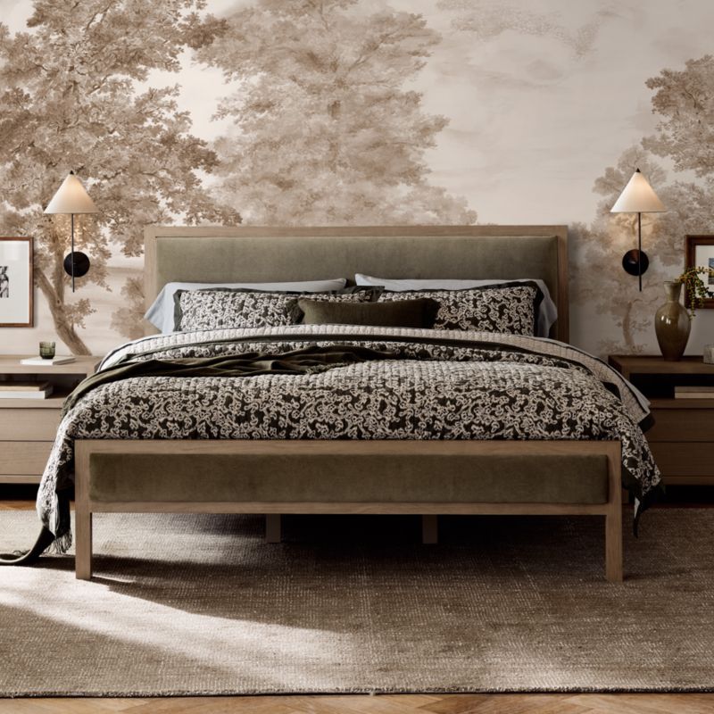 View Keane Weathered Natural Wood Upholstered Queen Bed - image 6 of 12