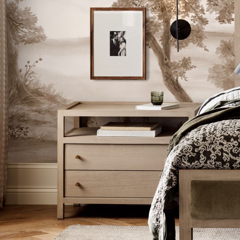 Keane 32" Weathered Natural Solid Wood Charging Nightstand - image 2 of 16