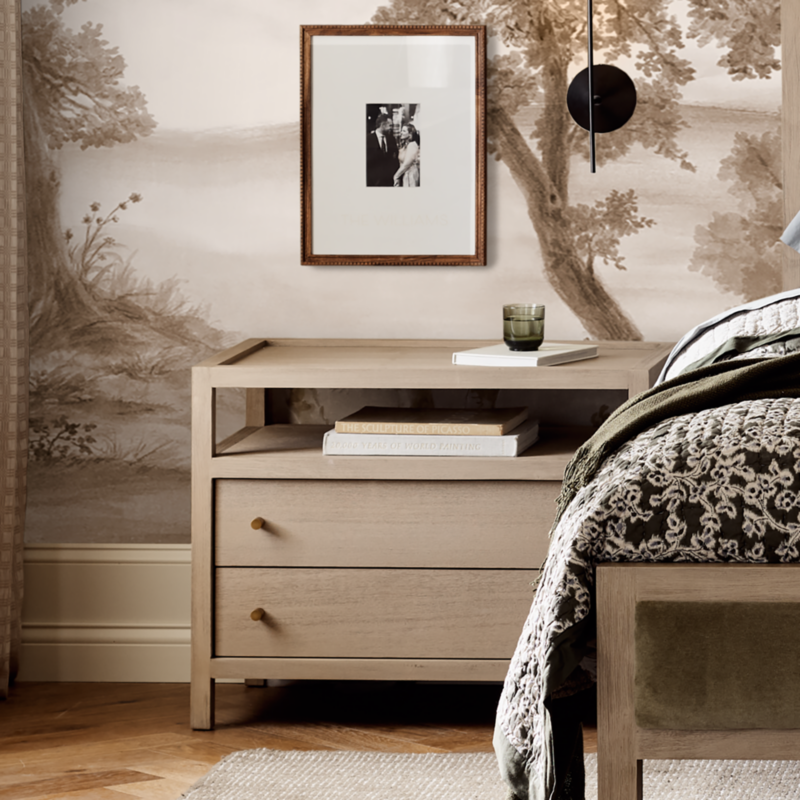 Viewing product image Keane 32" Weathered Natural Solid Wood Charging Nightstand - image 1 of 14