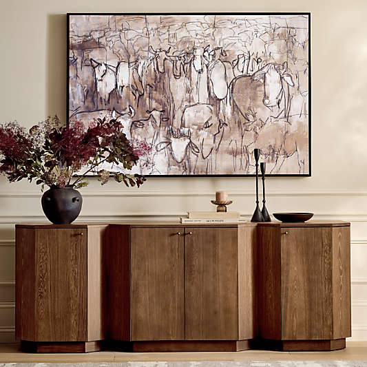 Harbury 80" Brown Oak Wood Storage Media Console