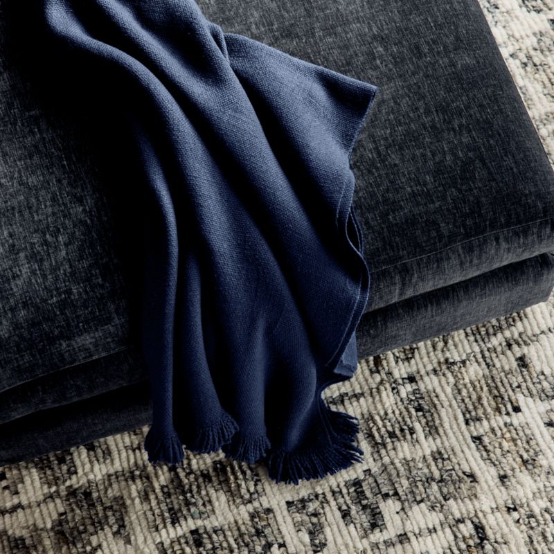 Italian 70"x55" Wool Indigo Throw Blanket - image 5 of 7