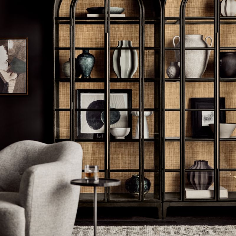 Atrium 37" Black Wood and Glass Storage Display Cabinet - image 1 of 6